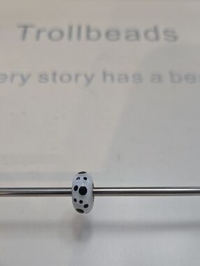 Trollbeads White Glass Bead with Black Polka Accents